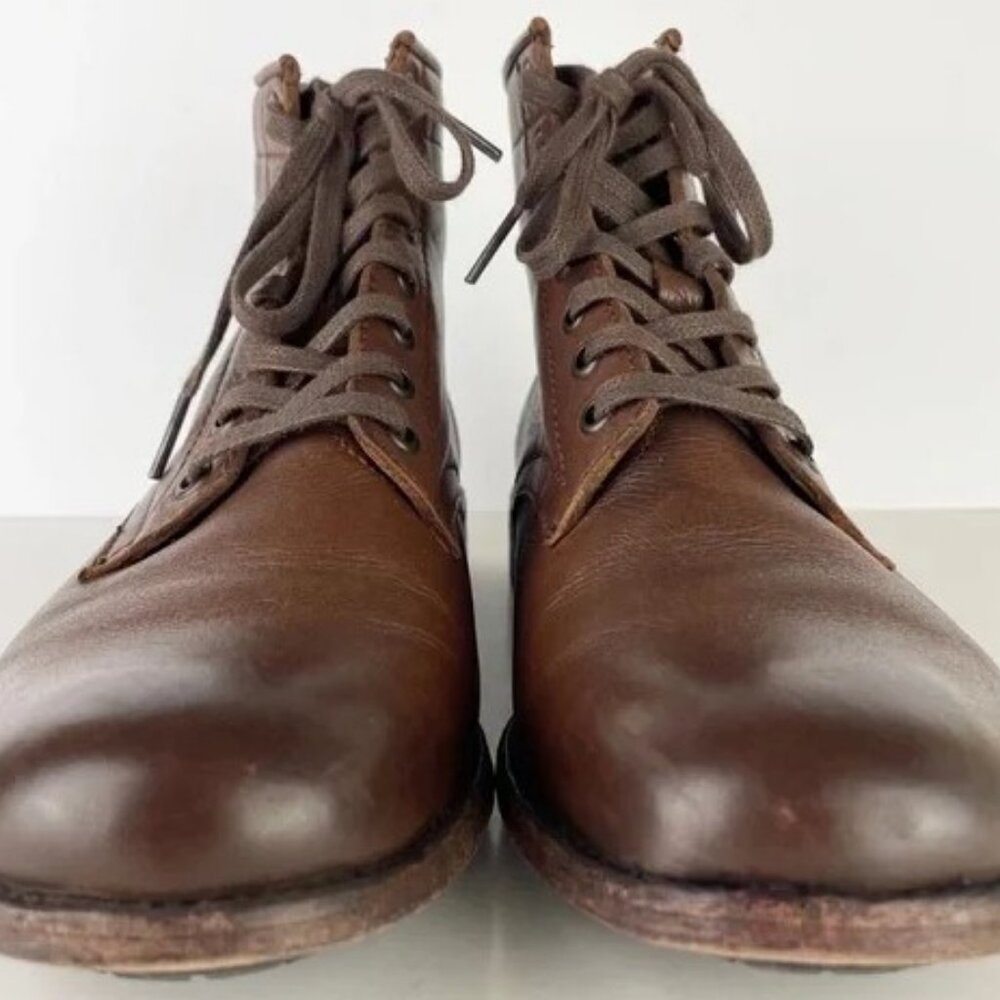Frye Tyler Flex Cognac Brown Leather Lace Up Ankle Boots Size 9 B